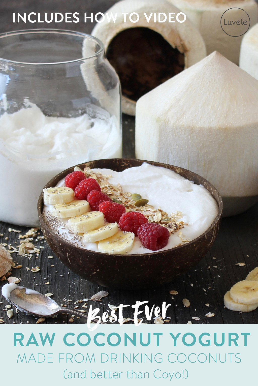 homemade coconut yogurt made from drinking coconuts