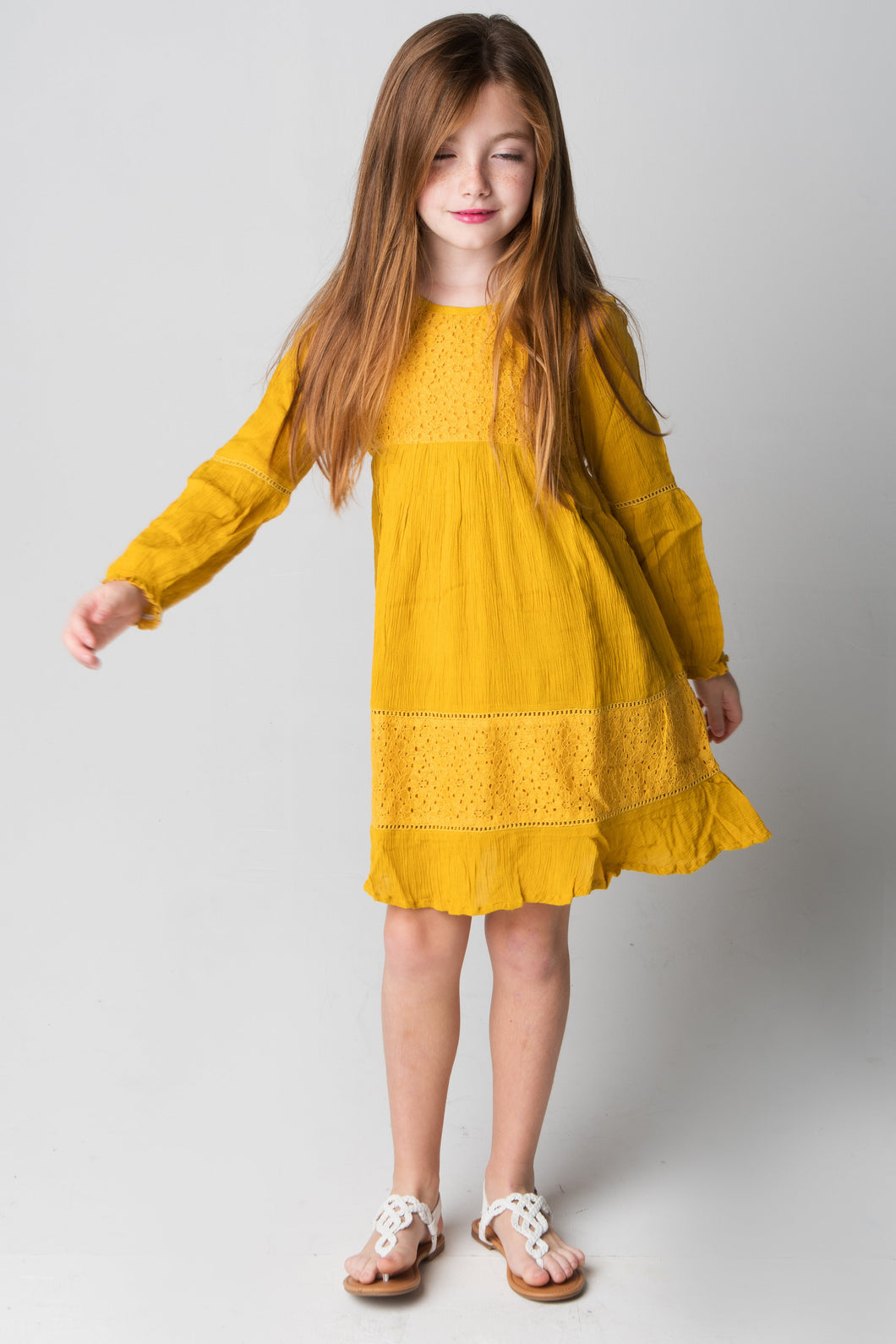 mustard infant dress