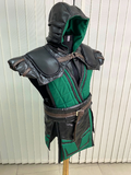 Mortal Kombat Reptile 11 costume / costume with belts hood and shoulder pads, shinguards and armbands