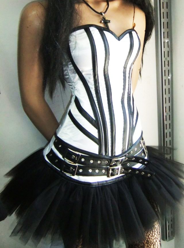 black and white corset dress