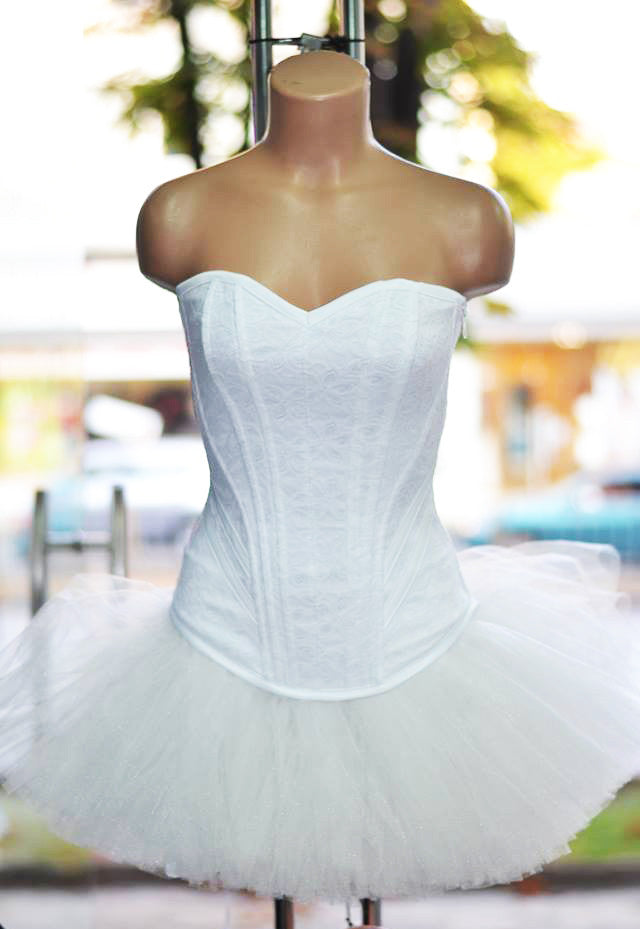 white corset tutu dress