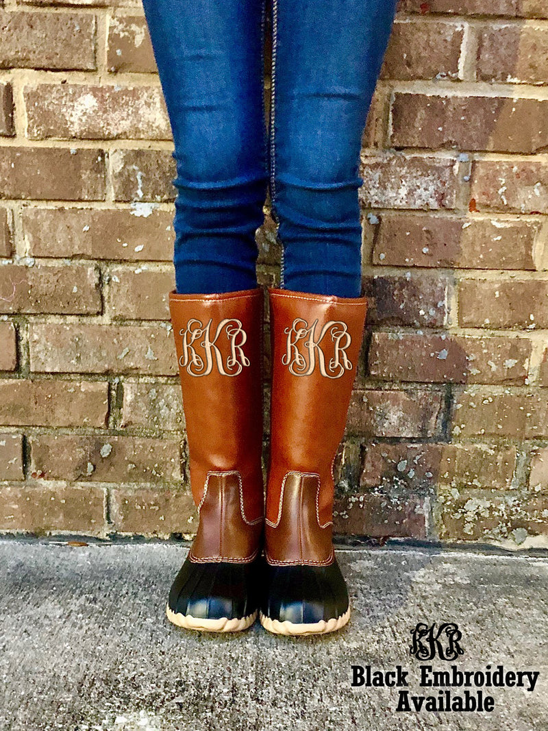 embroidered duck boots