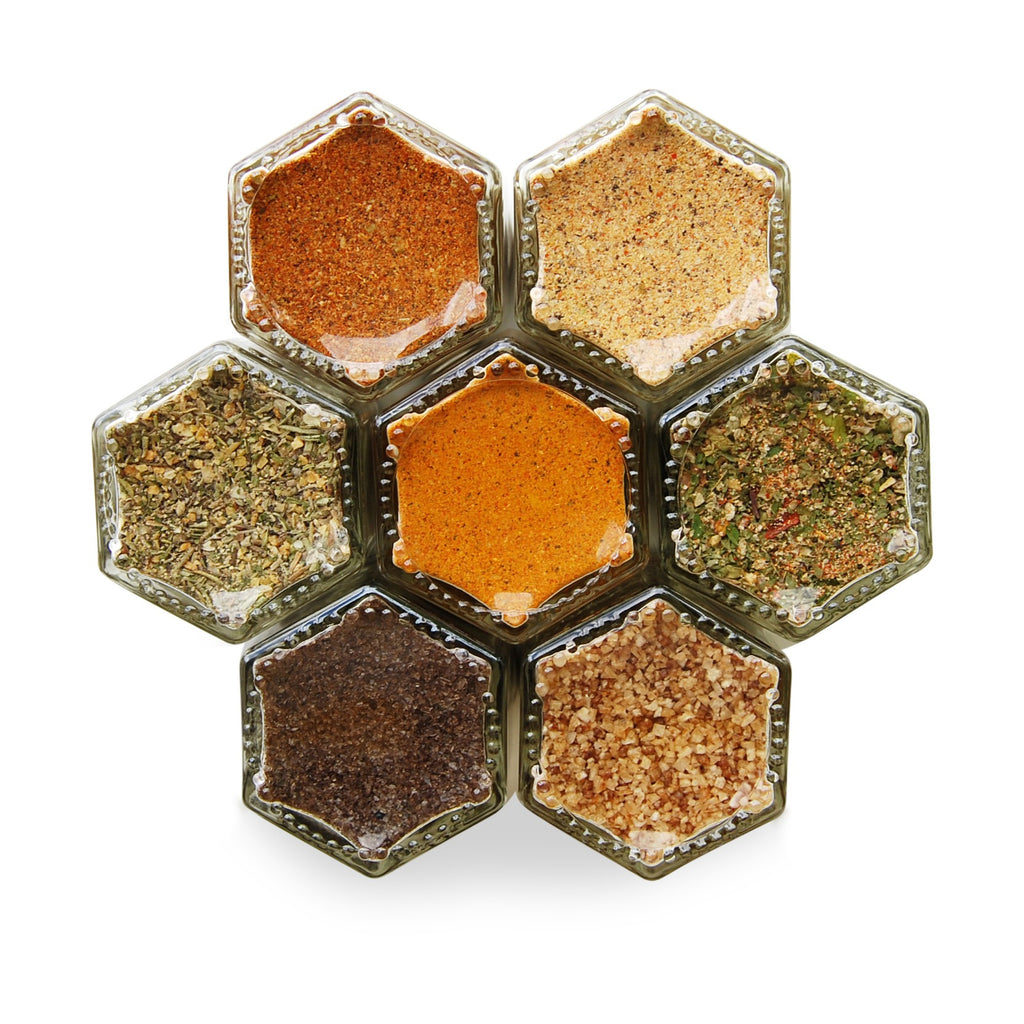 Magnetic Spice Rack by Gneiss Spice 24 Small Empty Hexagon Glass