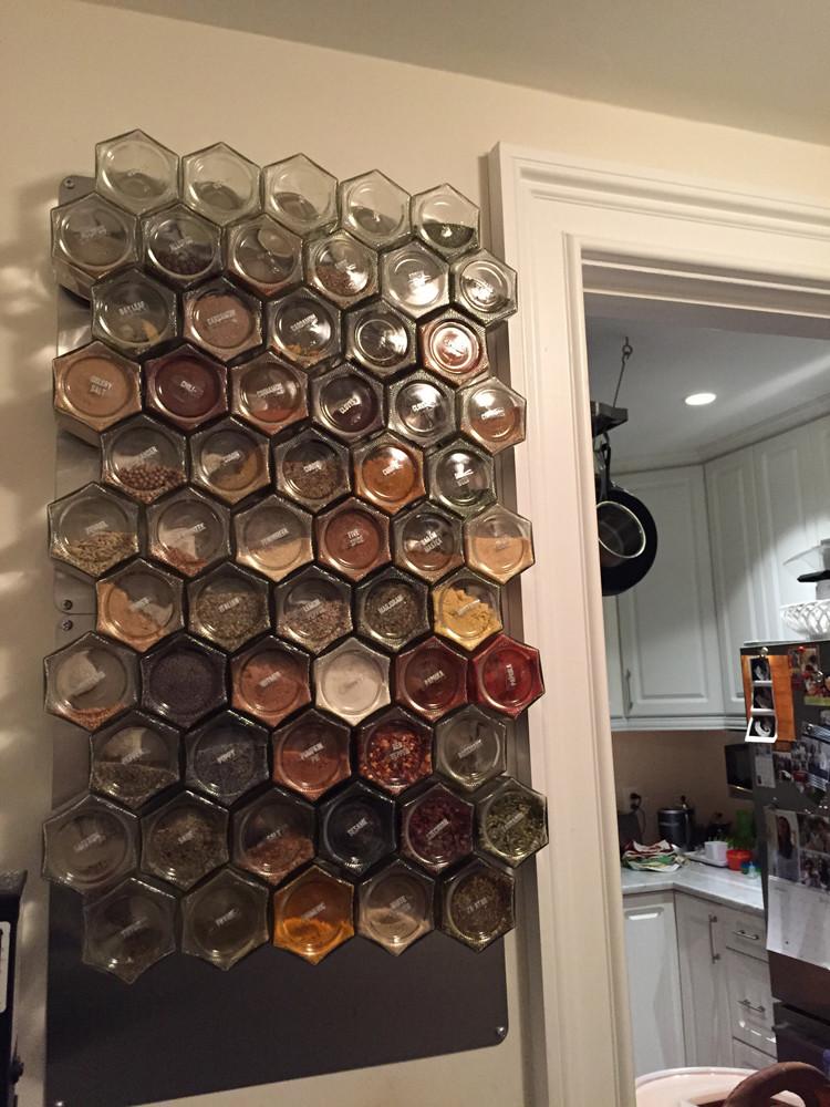 wall spice rack with spices