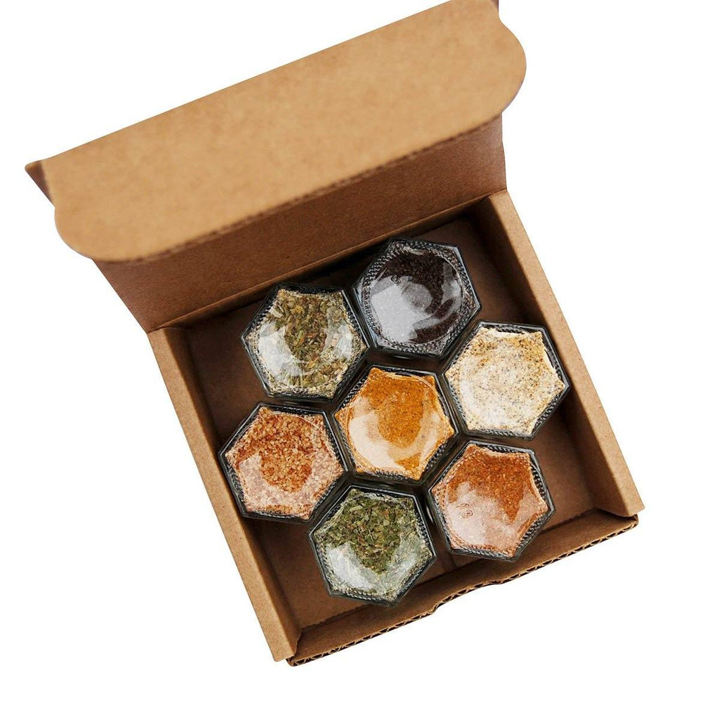 Magnetic Spice Rack by Gneiss Spice 24 Small Empty Hexagon Glass