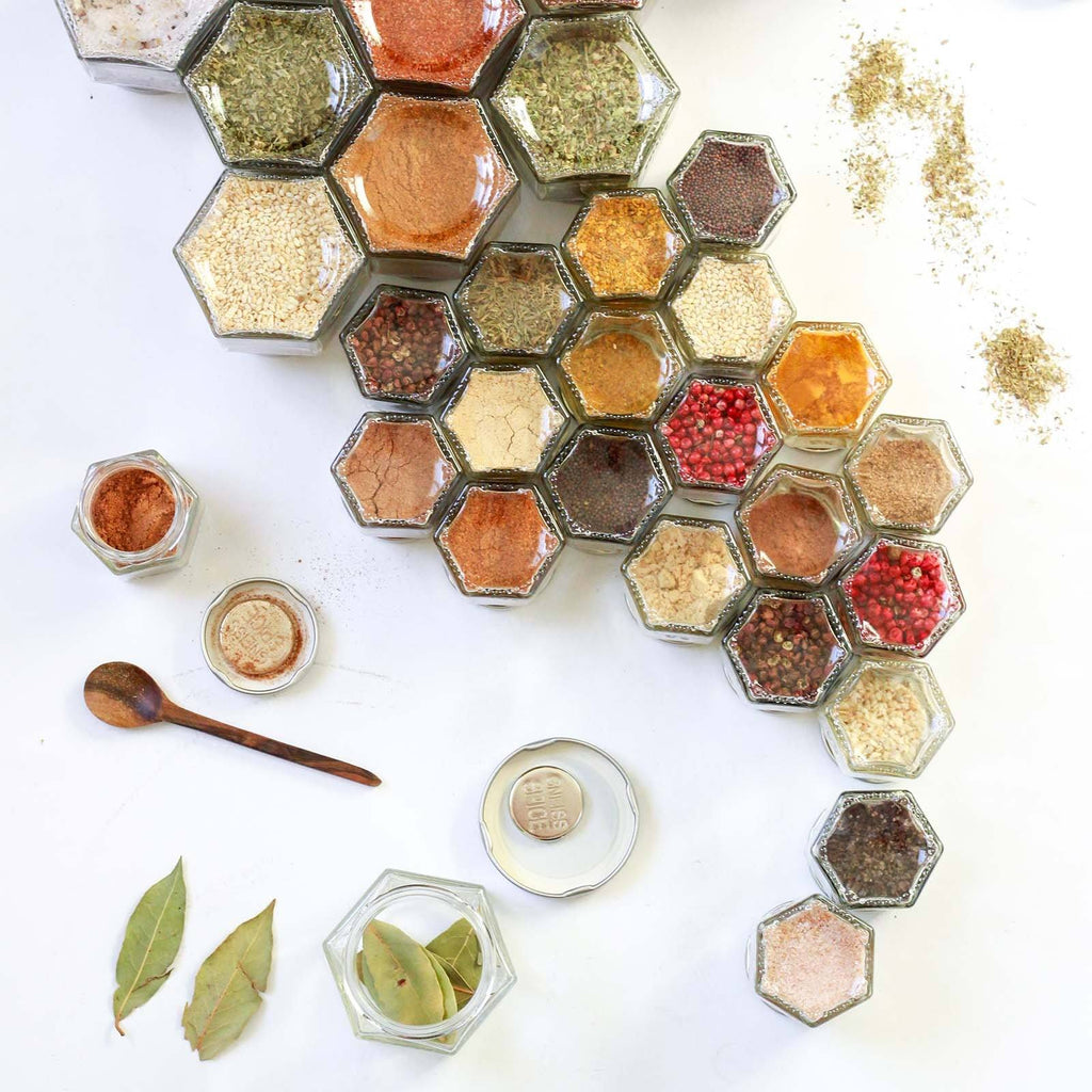 Empty Magnetic Glass Spice Jars 