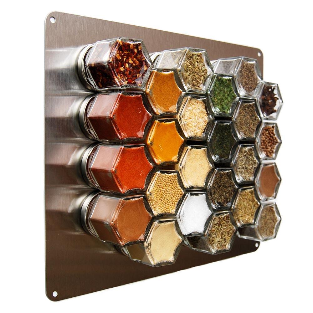 wall spice rack with spices