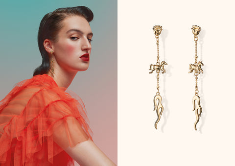 Milk Tooth LDN Gold Swan earrings