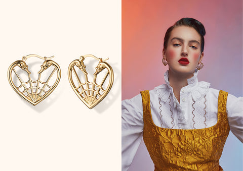 Milk Tooth LDN Gold swan earrings