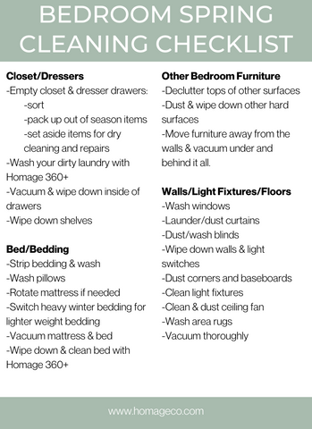 Homage Co. Bedroom Spring Cleaning Checklist www.homageco.com
