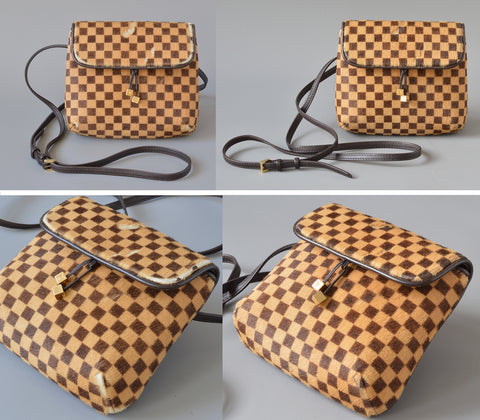 Authentic LOUIS VUITTON Gazelle Damier Sauvage Pony Hair Purse Handbag  Accessory