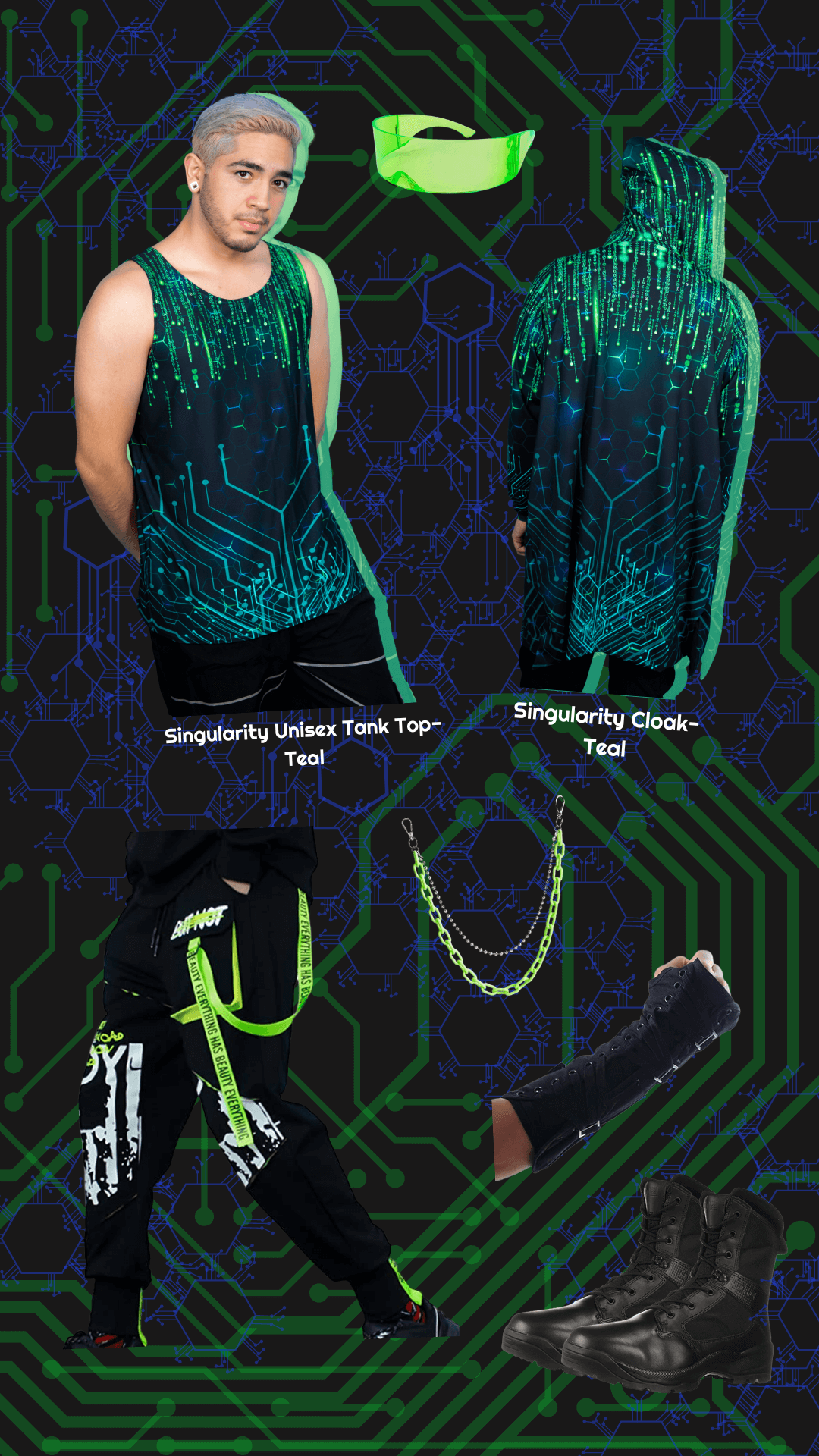 Cyber Warrior Singularity Mens Festival Outfit