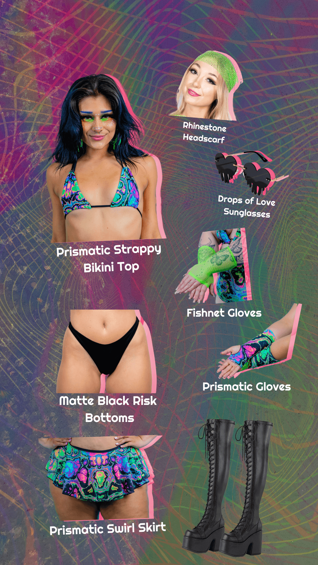 rainbow oil spill festival outfit