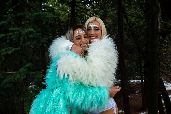 Rave girls in fur coat