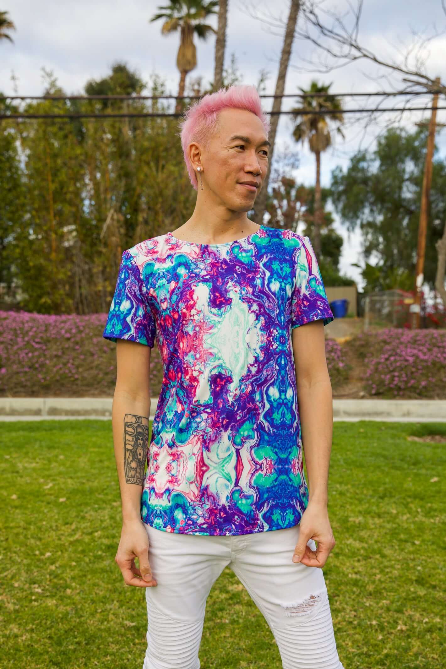What do guys wear to raves? Freedom Rave Wear's Bubble Bath 2.0 mens t-shirt.