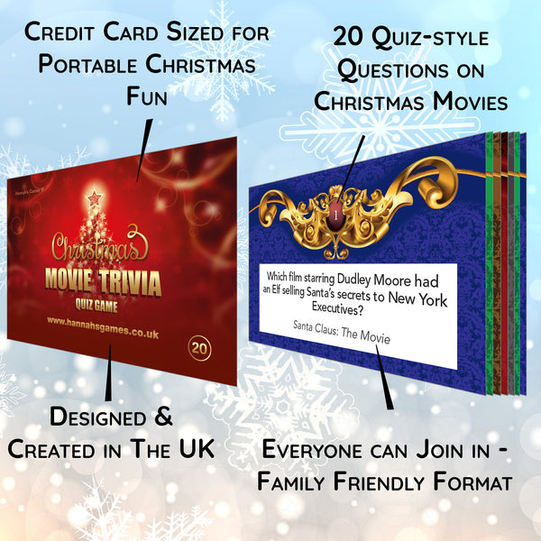 Christmas Film Quiz Trivia Game - Xmas Movie Games Cards Fun