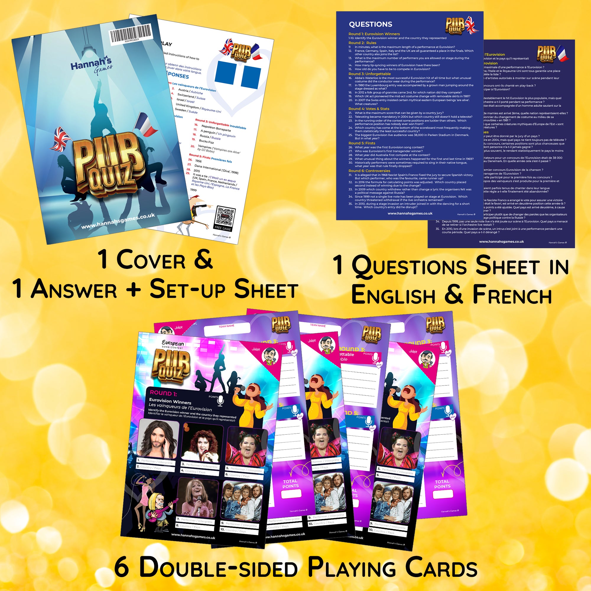 Eurovision Song Contest Trivia Quiz Party Game Pack | Hannah's Games