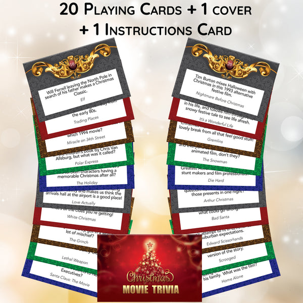 Christmas Film Quiz Trivia Game - Xmas Movie Games Cards Fun