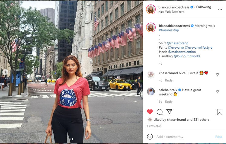 Actress Blanca Blanco poses in NYC wearing Openhouse funnels