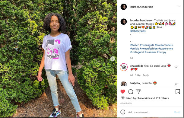 Lourdes Henderson on IG in Blondie Tee