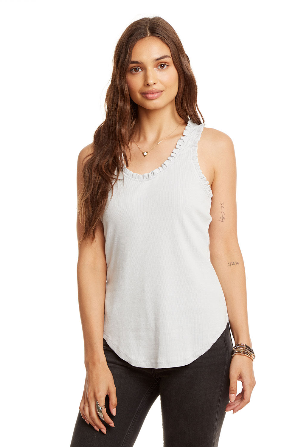 Ruffle Racerback Shirttail Tank | chaserbrand.com