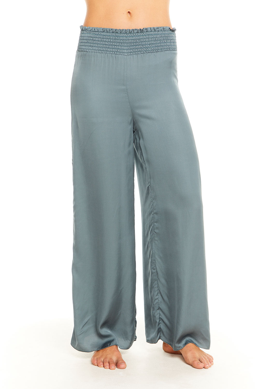 Silky Smocked Waist Wide Leg Pant - chaserbrand.com