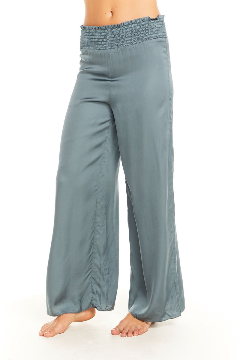 Silky Smocked Waist Wide Leg Pant - chaserbrand.com