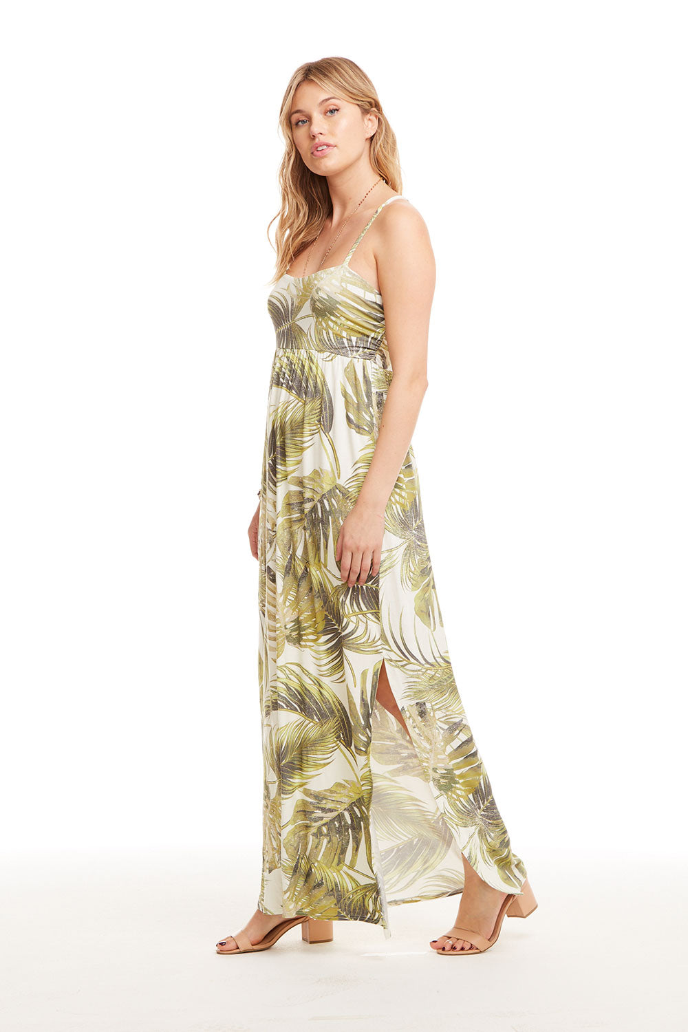 racer back ruched maxi dress