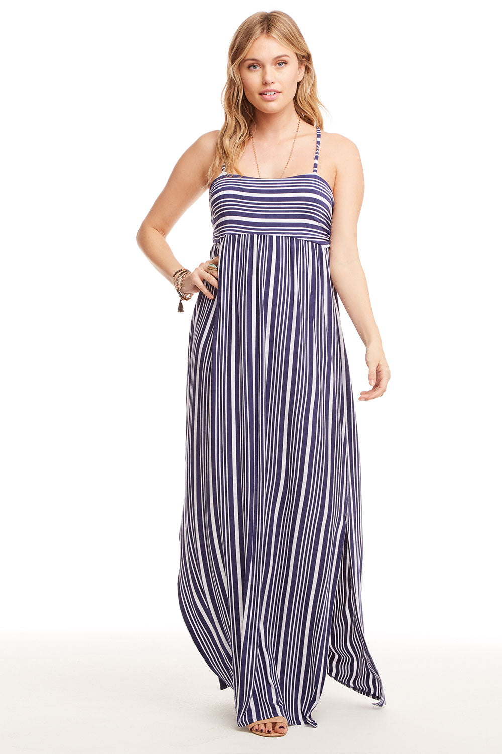 racer back ruched maxi dress