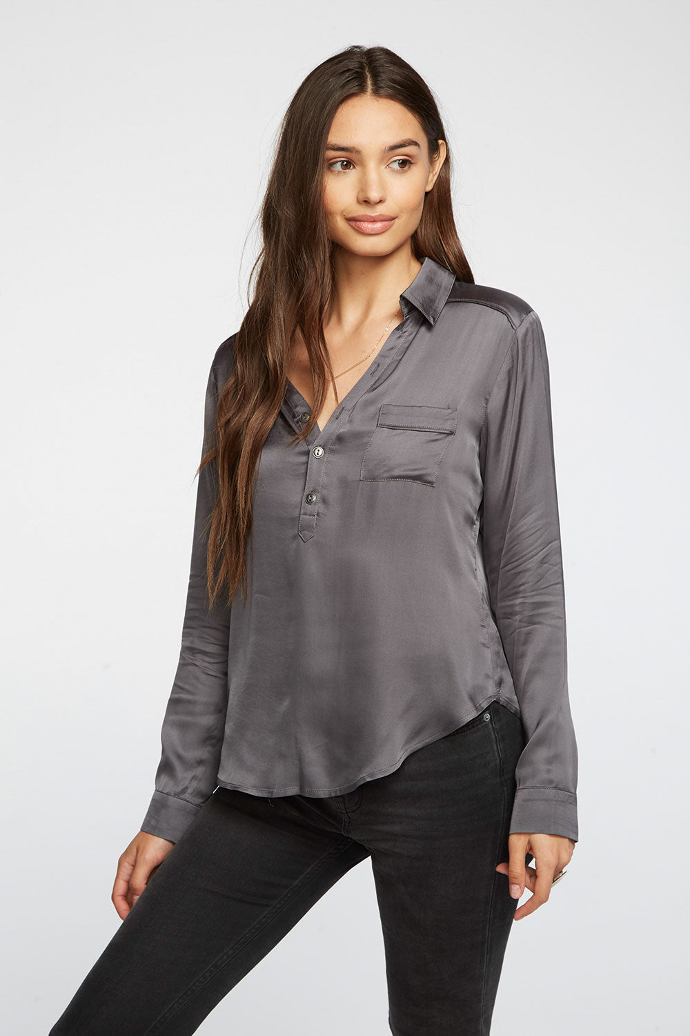 womens cozy henley sweatshirt