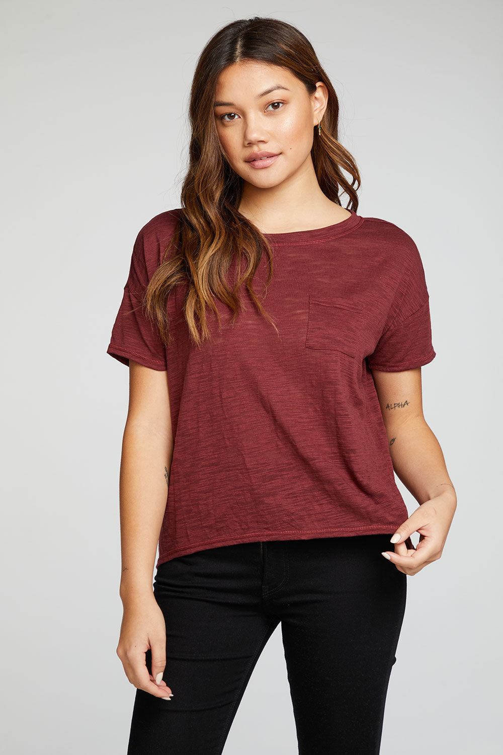 Slub Jersey Boxy Short Sleeve Drop Shoulder Pocket Tee