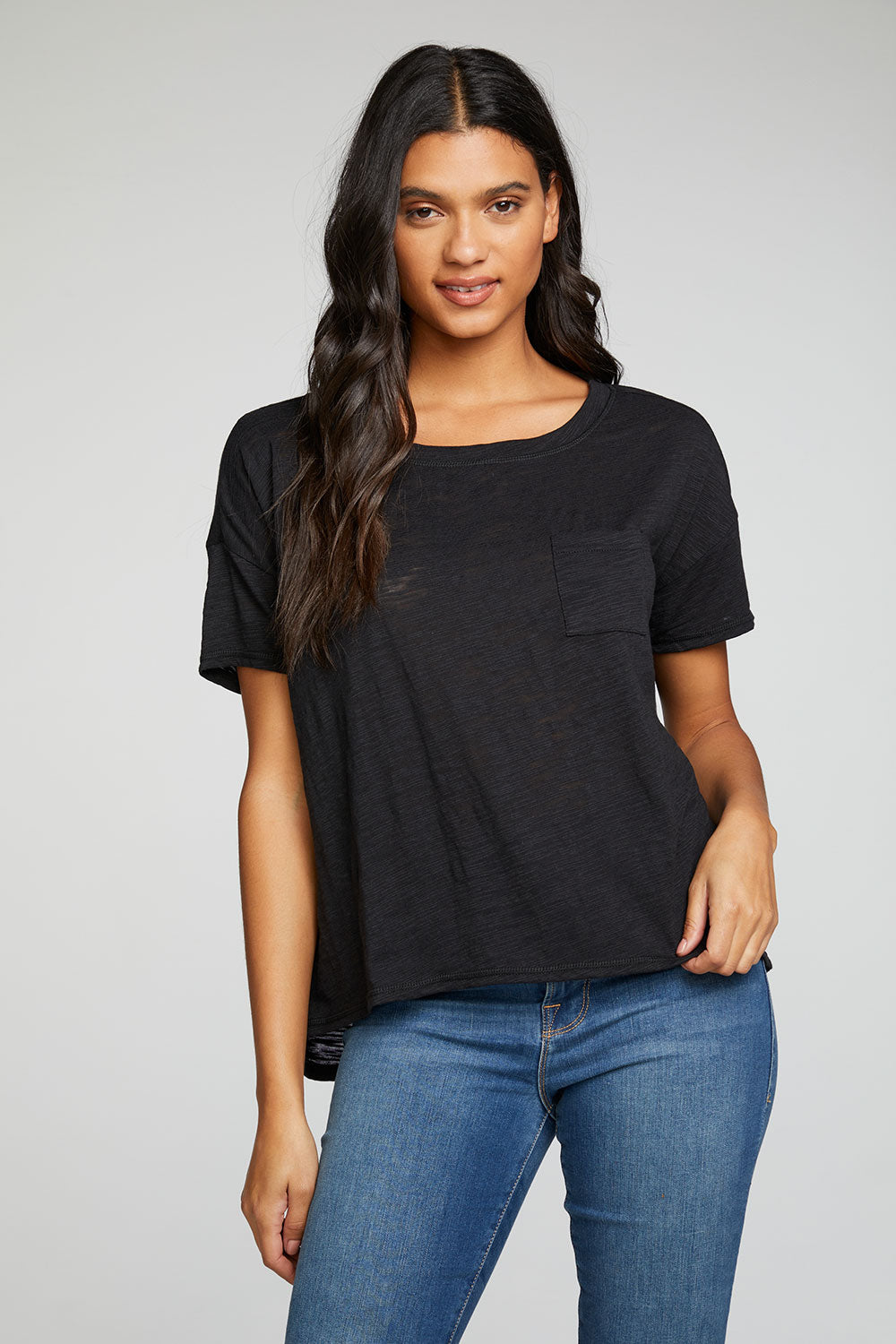 Slub Jersey Boxy Short Sleeve Drop Shoulder Pocket Tee