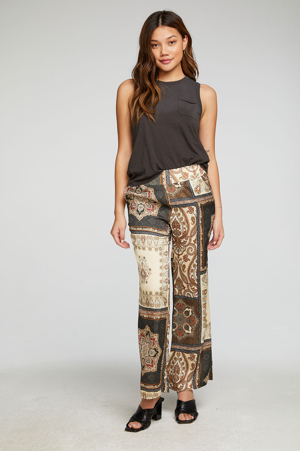 Stretch Silky Basics Wide Leg Rib Waist Pant