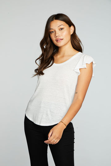 Linen Jersey Tulip Sleeve Crew Neck Shirttail Tee – chaser