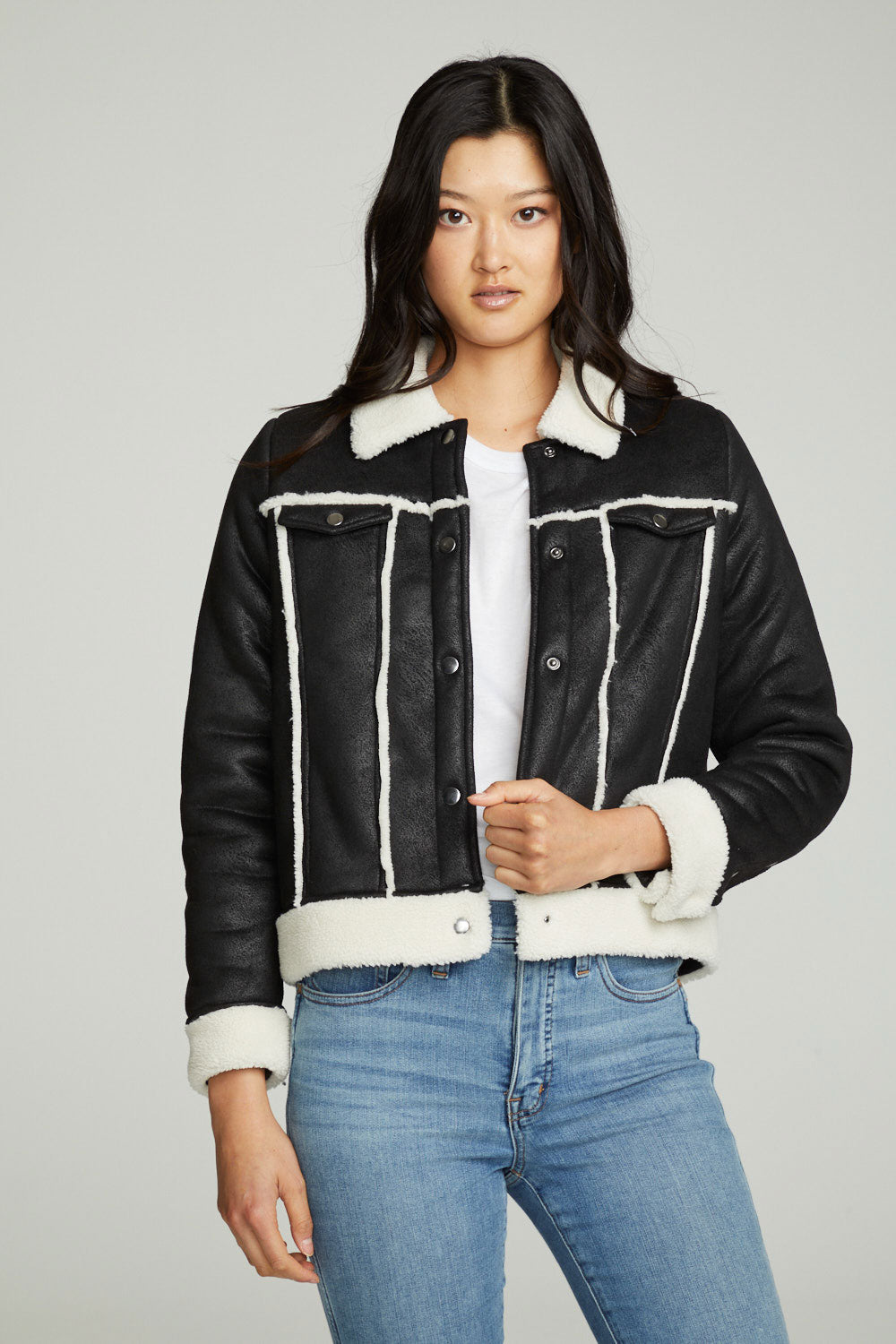 Cropped Hooded Jacket With Rib – chaser