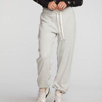 Cotton Fleece Joggers with Rib And Shoestring Tie Womens chaserbrand