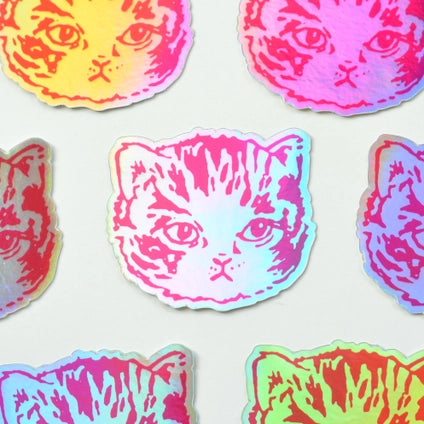 Holographic Cat Head Sticker