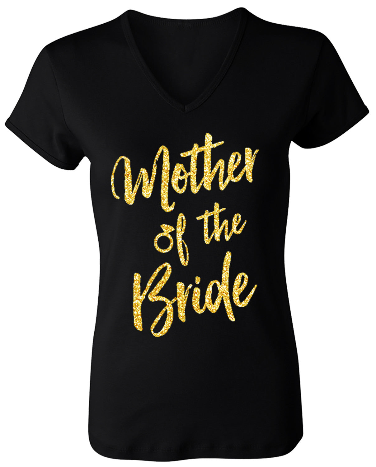Mother of the Bride V-neck with Gold Glitter Print