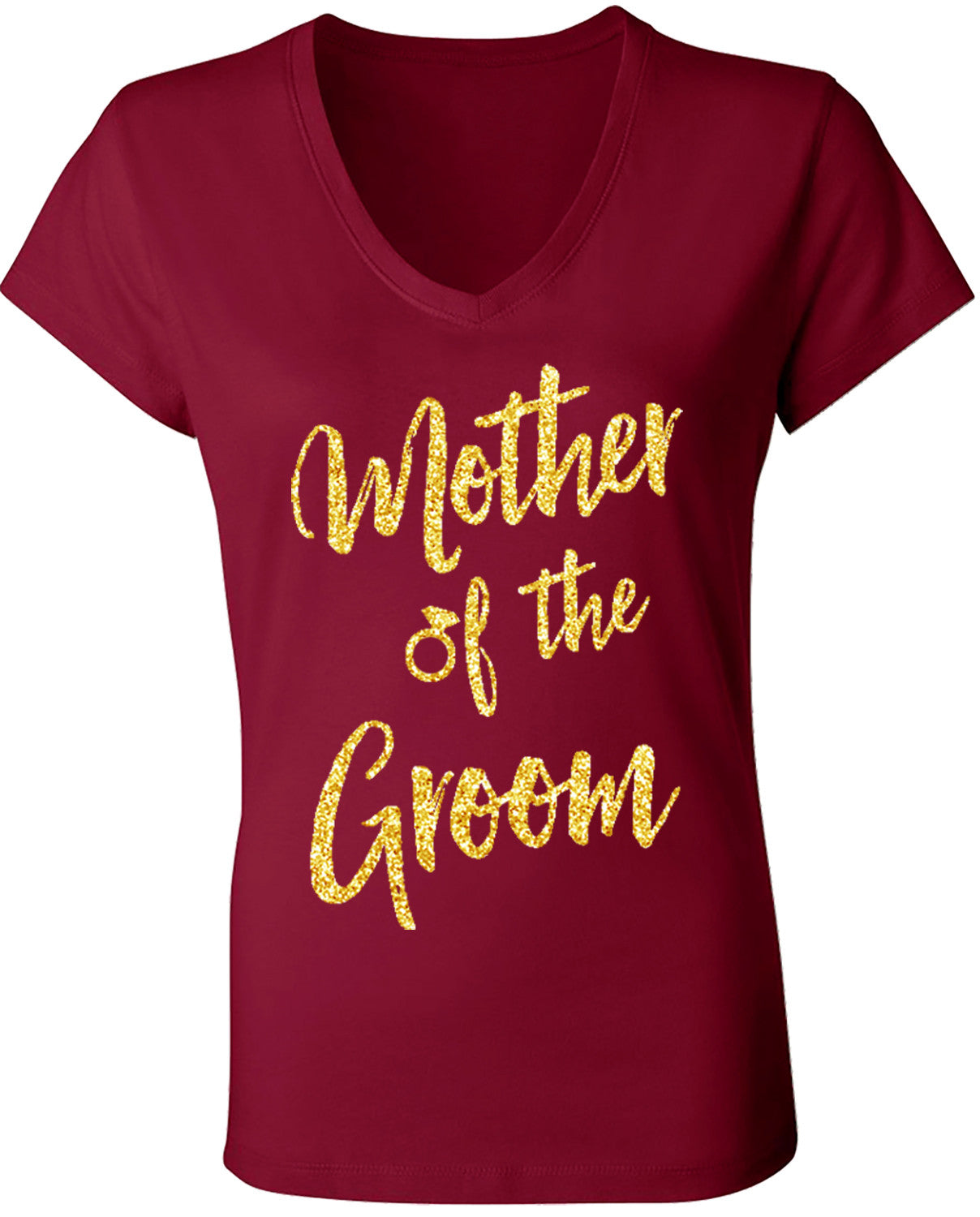 Mother of the Groom V-neck with Gold Glitter Print