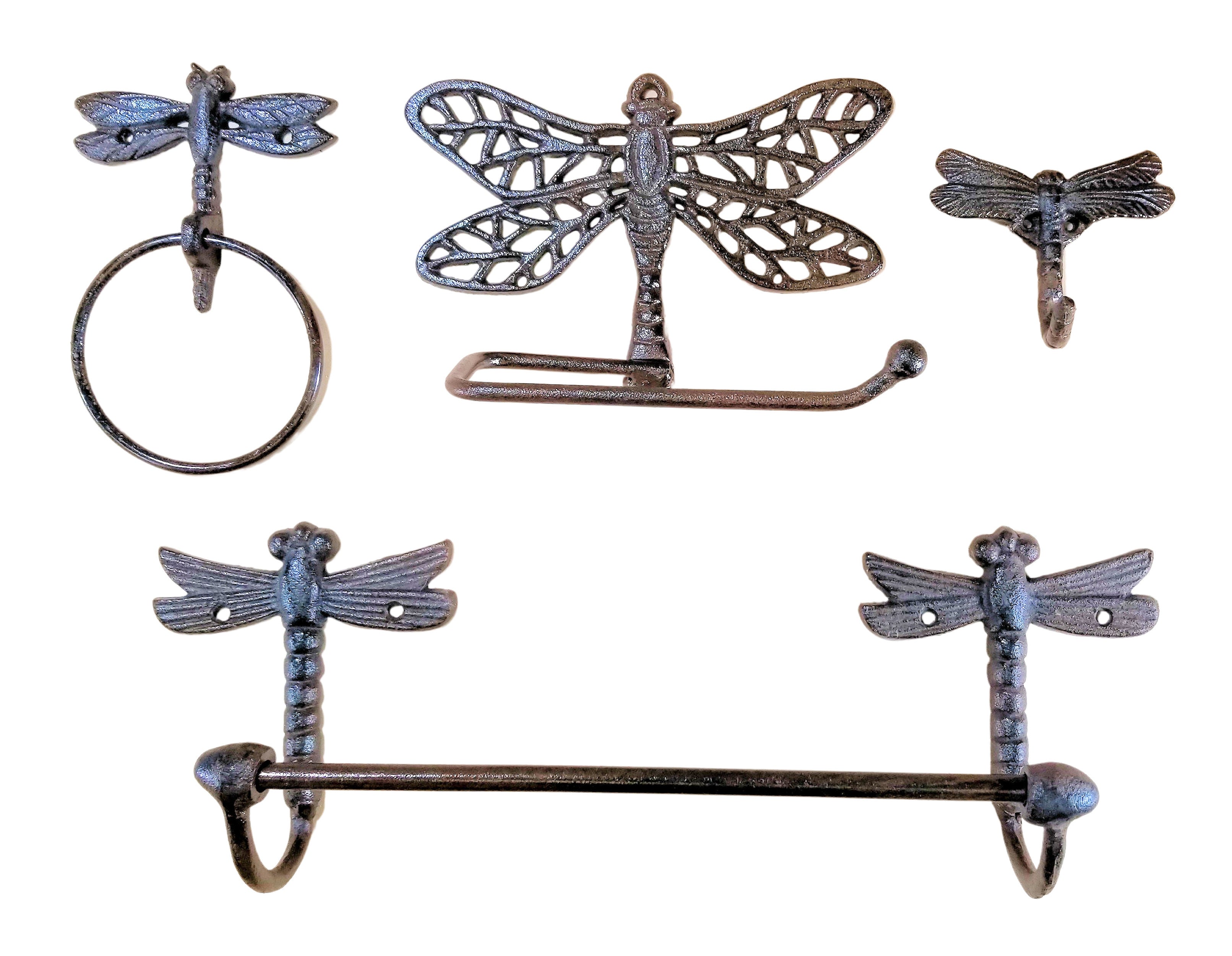 menneskemængde Uforudsete omstændigheder Konkurrere Natural Cast Iron Dragonfly Bathroom Accessory 4pc set – Carvers Olde Iron