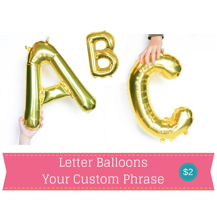 mini gold letter balloons