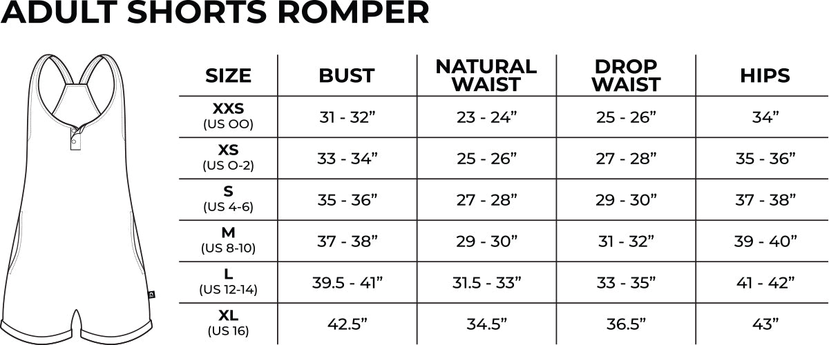 Adult Romper Size Chart