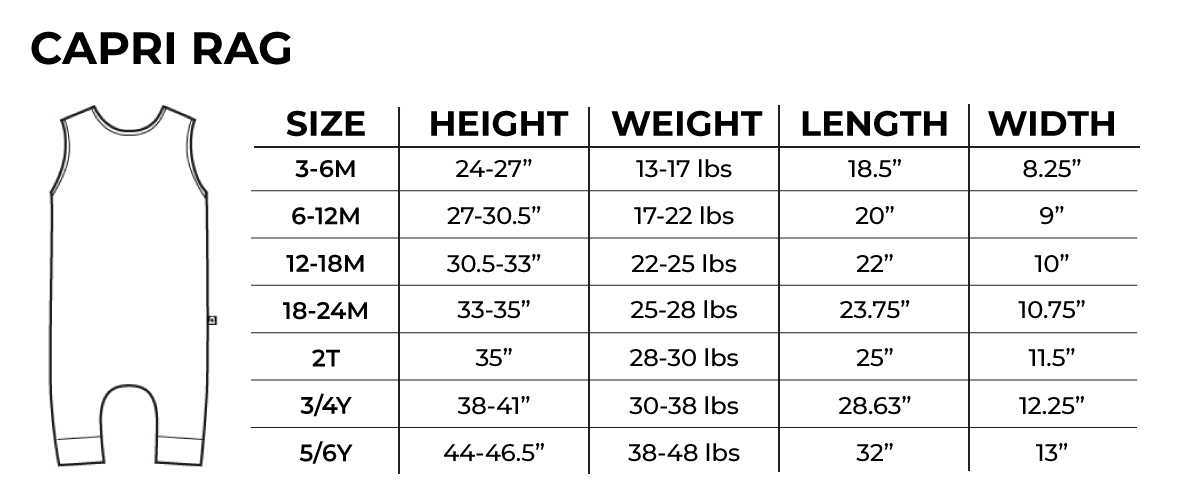 Capri Rag Size Chart