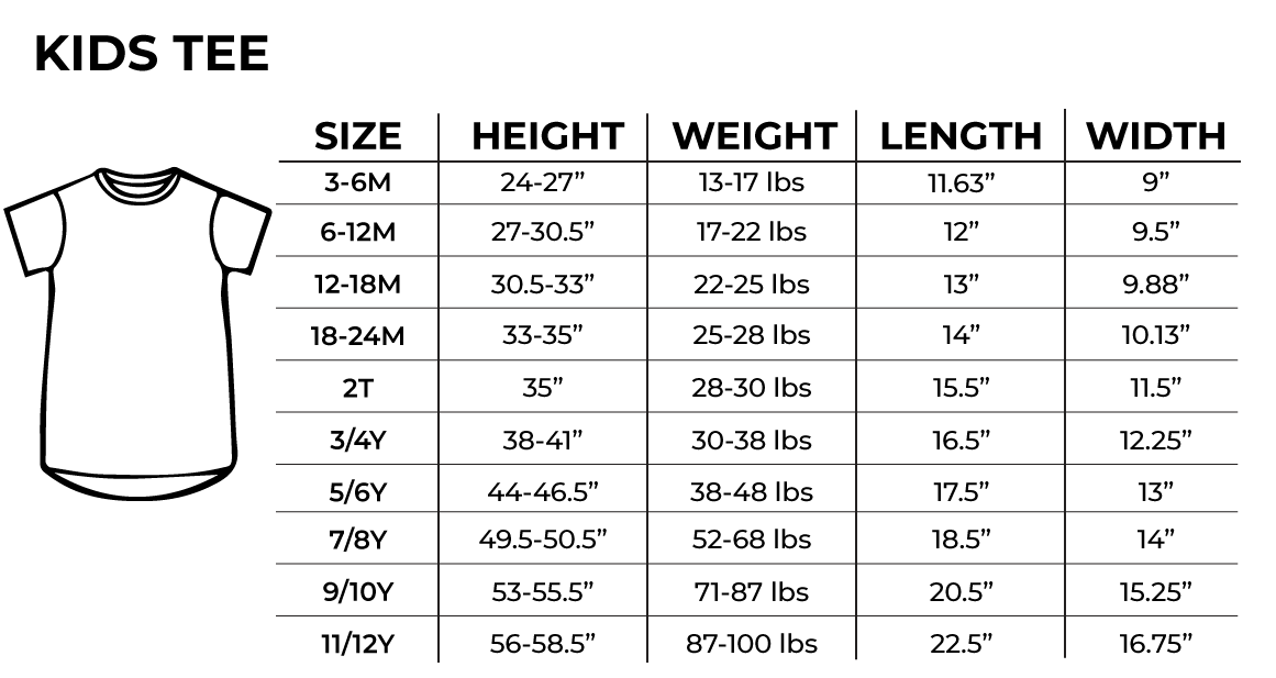 Kids Tee Size Chart