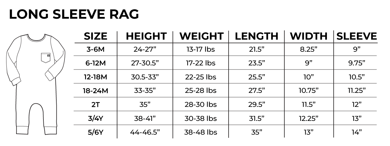 Long Sleeve Rag Size Chart