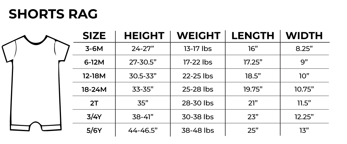 Shorty Rag Size Chart