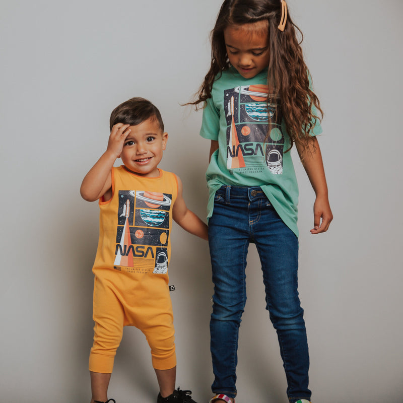 Boy & Girl in Matching Baby Romper and Kids T Shirt