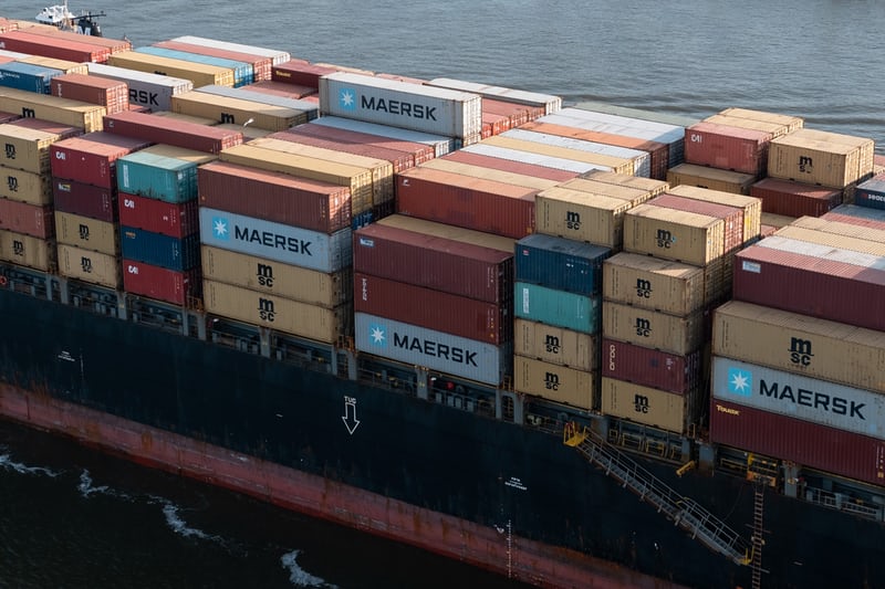 Cargo ship carries products from China to US port