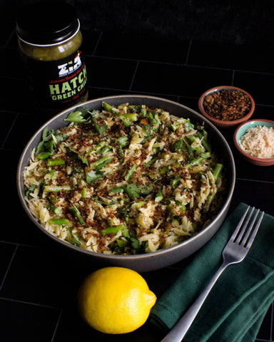 Hatch Chile Orzo with Lemon and Greens