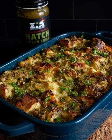 Hatch Green Chile Savory Bread Pudding